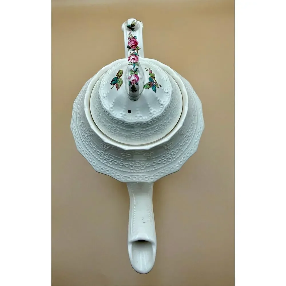 Vintage Spode Billingsley Rose Coffee Pot England Pink Roses Embossed Porcelain